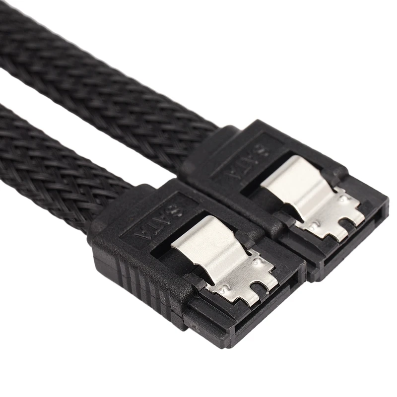 5Pcs 50CM SATA 3.0 III SATA3 7Pin Data Cable 6Gb/S SSD Cables HDD Hard Disk Data Cord With Nylon Sleeved (Black)