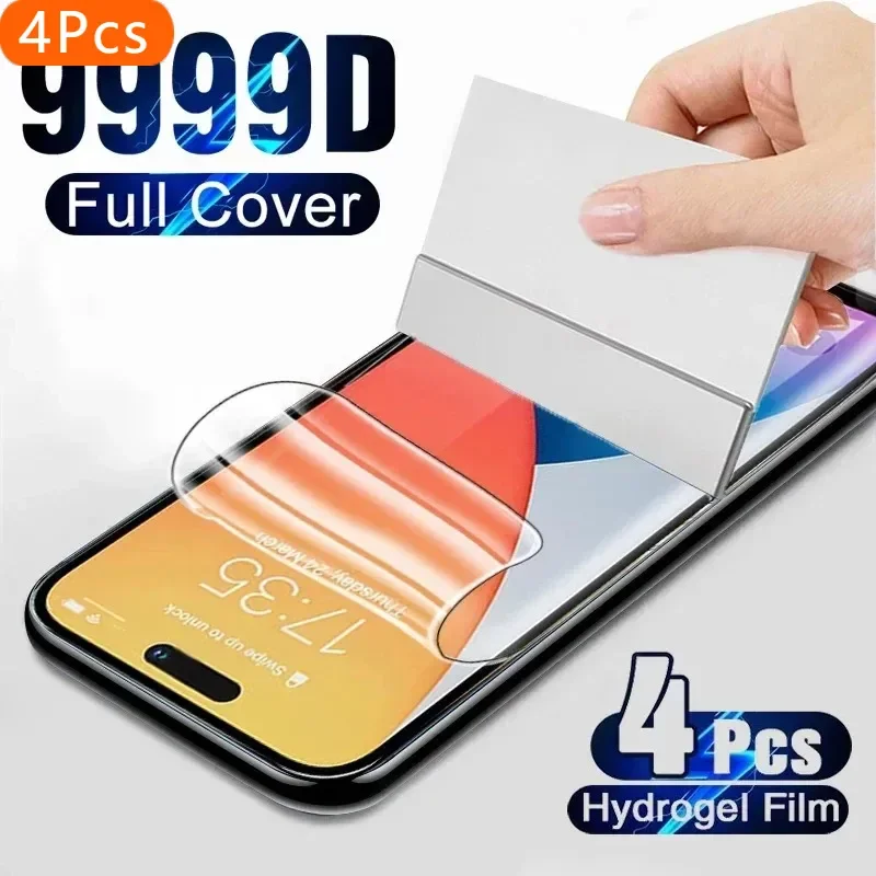 4PCS Protezione Dello Schermo per IPhone 16 15 Pro Max 15 14 Plus 16E Pellicola Idrogel a Copertura Completa per IPhone 11 13 12 Pro 13 Mini X XR Pellicola