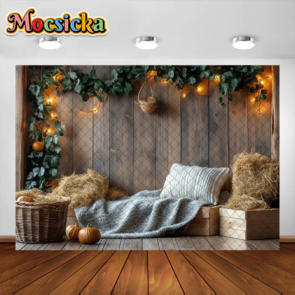 Spring Photography Background Farm Warehouse Wooden Board Wall Decoration Baby Birthday Party Portrait Backdrops Studio Props