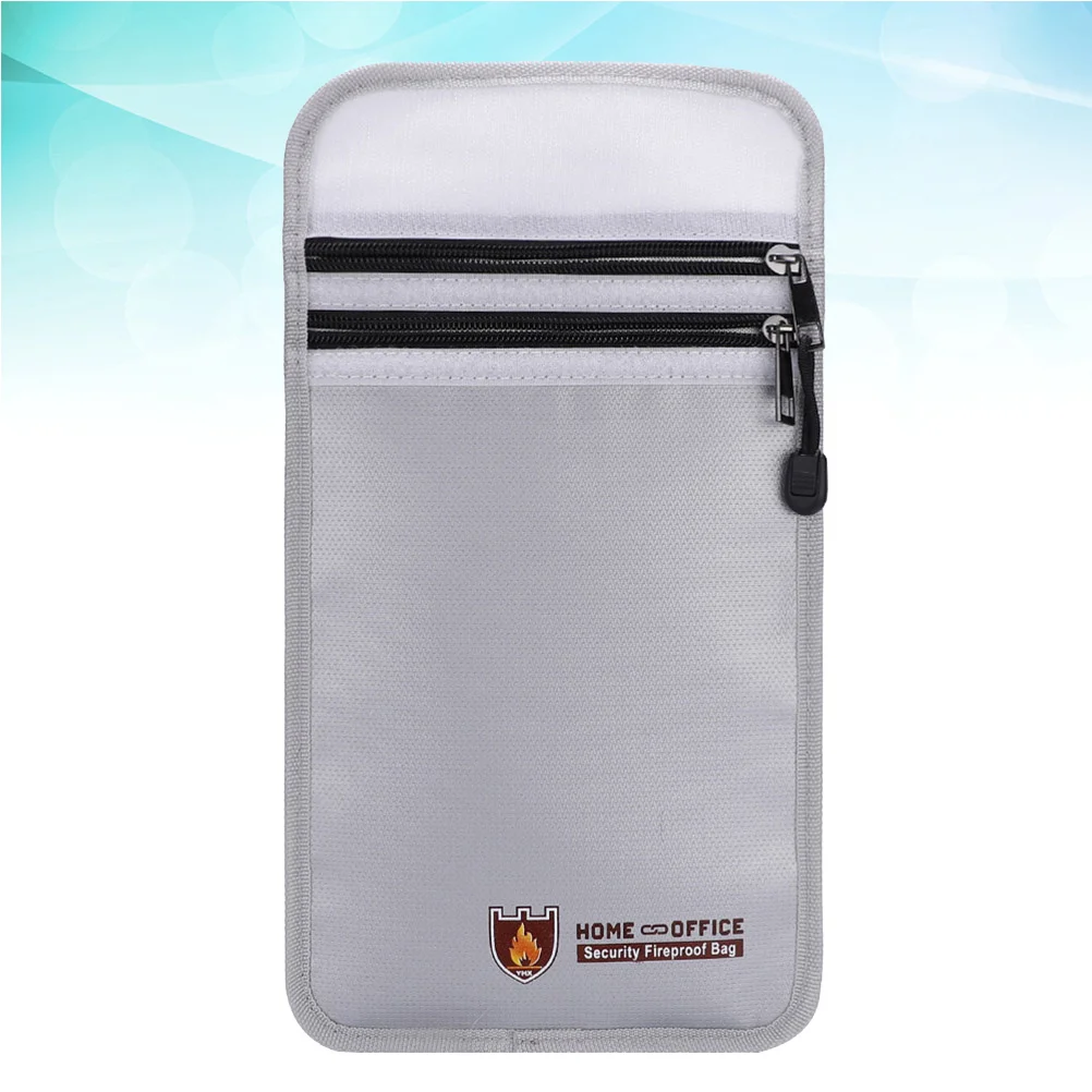 

Fireproof Document Bag Waterproof File Storage Pouch With Double Zipper For Office Home School Use Silver