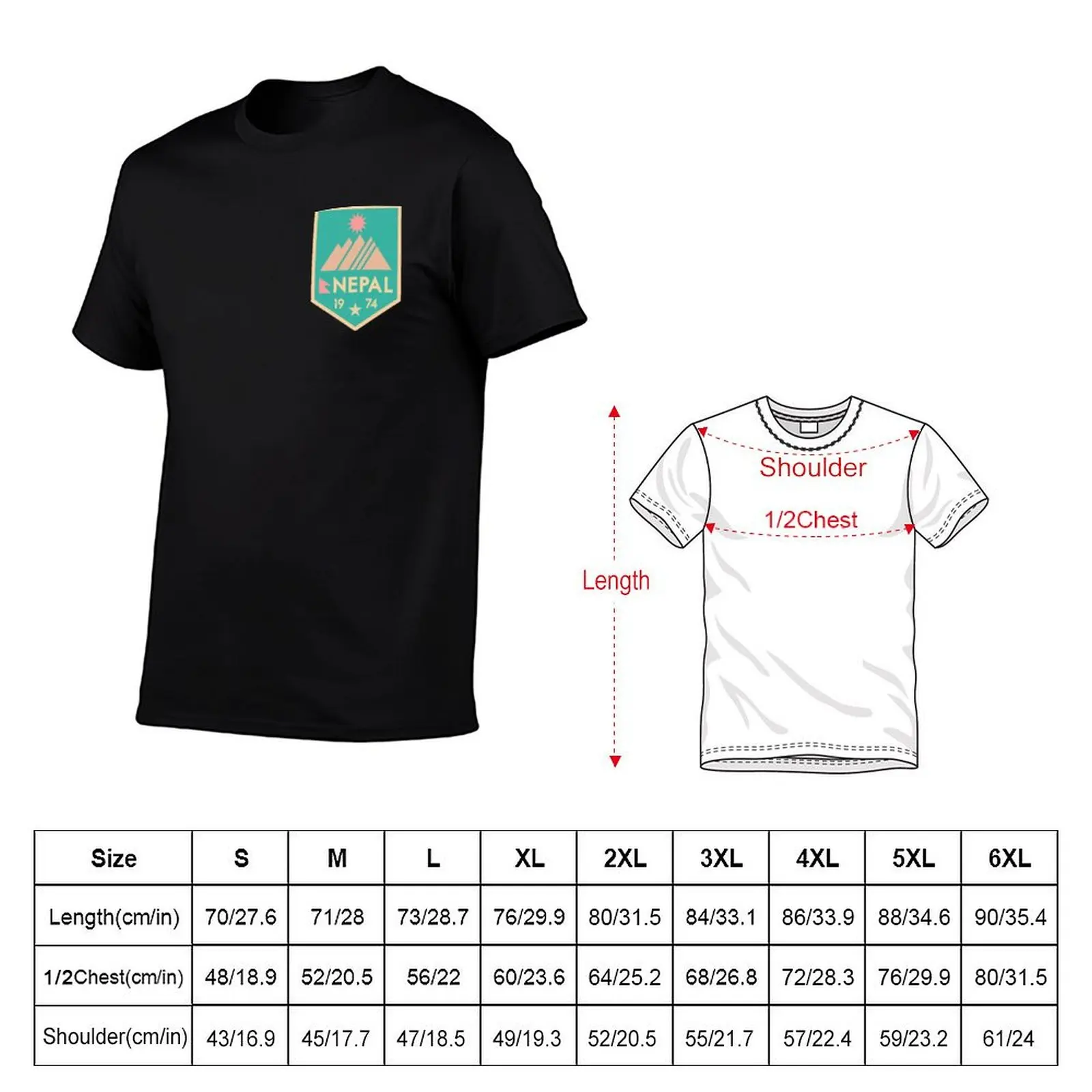 Retro Nepal badge/patch T-Shirt Holiday Vacation Tee Shirt