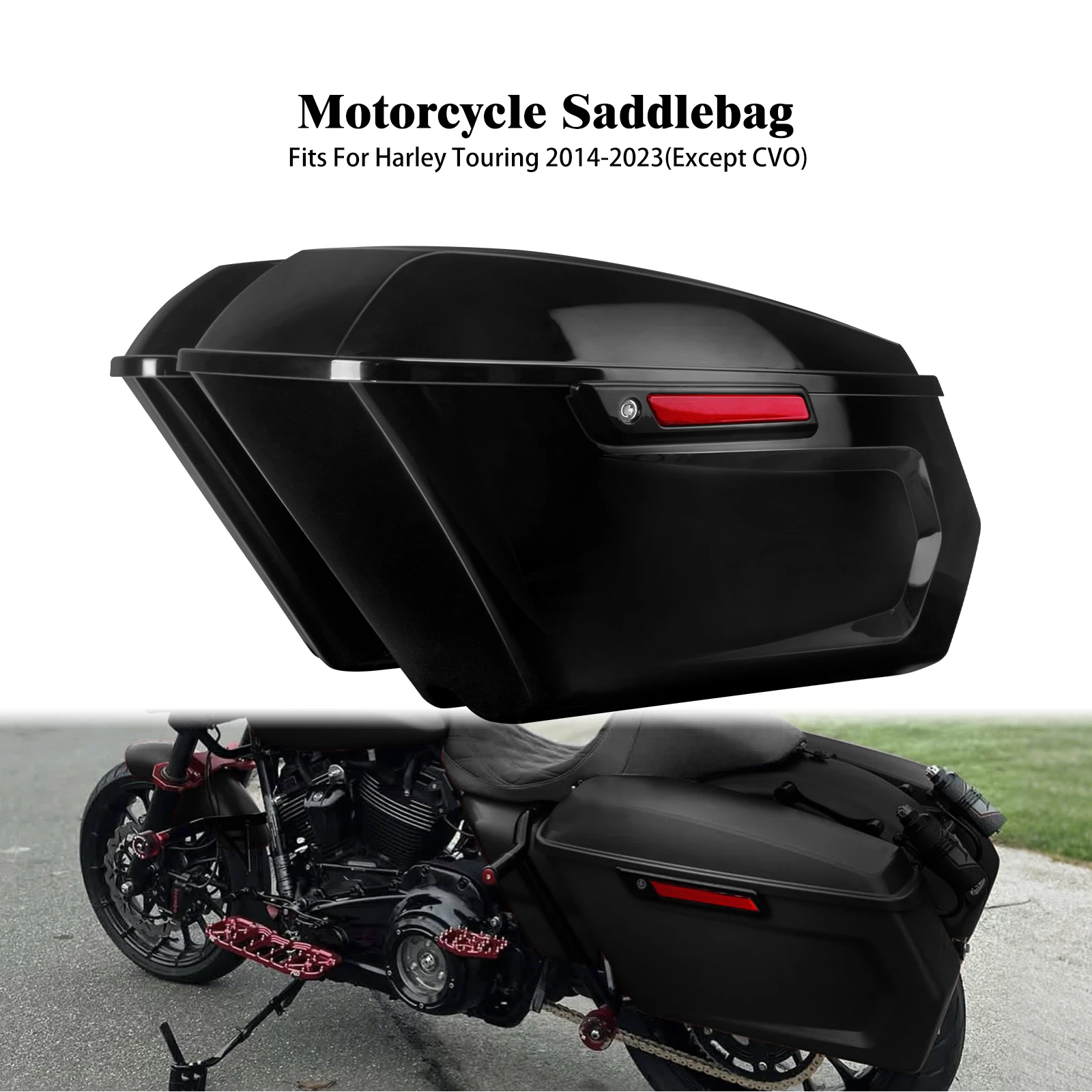 

For Harley Touring Road King Electra Street Glide FLHR FLTR FLHT 14-23 Motorcycle Trunk Luggage Black Hard Bags Saddlebags Set