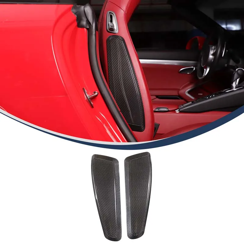 

2 шт., защитная наклейка на ручку сиденья автомобиля из настоящего углеродного волокна, подходит для Porsche 718/911 2013-2021