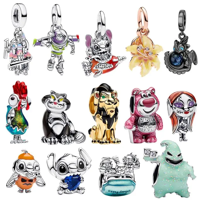 Pingentes Disney em Prata 925 Buzz Lightyear e Oogie Boogie para Pulseiras e Colares Originais DIY, Presentes de Joias Femininas