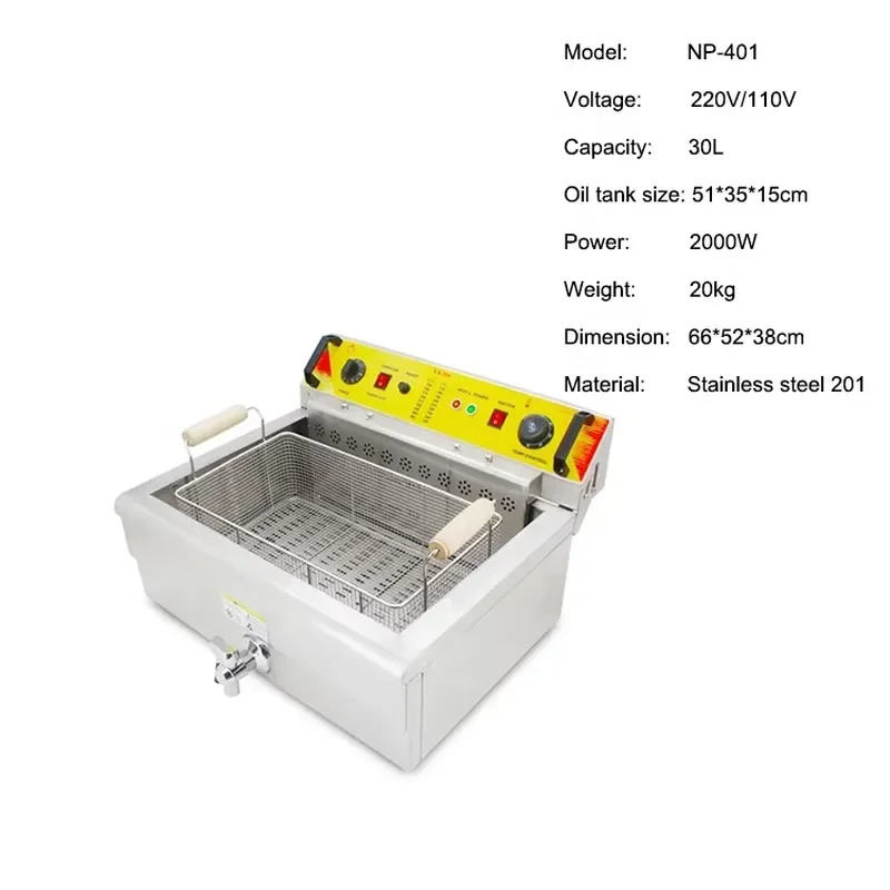 for Deep Fryer 6L Commercial Home Oil Cooker Stainless Steel Plantain Cs French Fries Kitchen Appliance Large