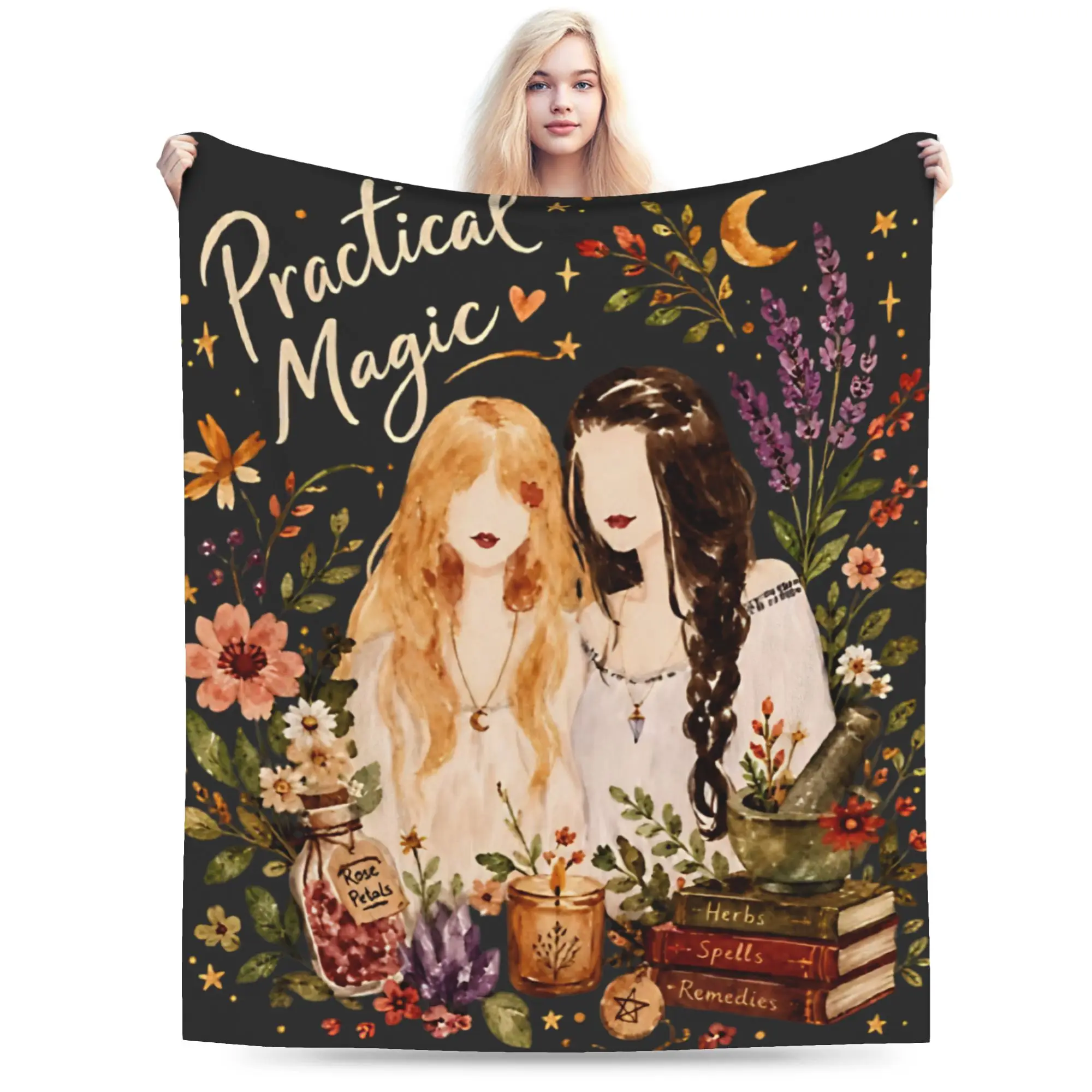 Practical Magic Witchcraft Witches Spellbook Herbalism Blanket Flannel  Cozy Soft Throw Blankets for Bedding Bedspreads