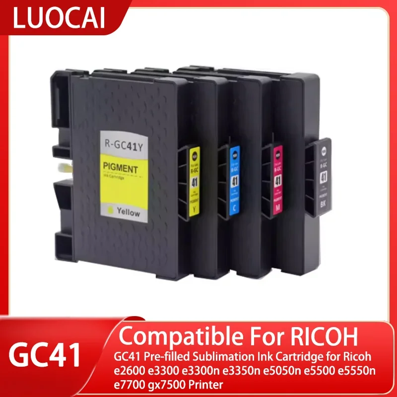 Cartucho de tinta sublimação para Ricoh, impressora pré-cheia, GC41, e2600, e3300, e3300n, e3350n, e5050n, e5500, e5550n, e7700, gx7500