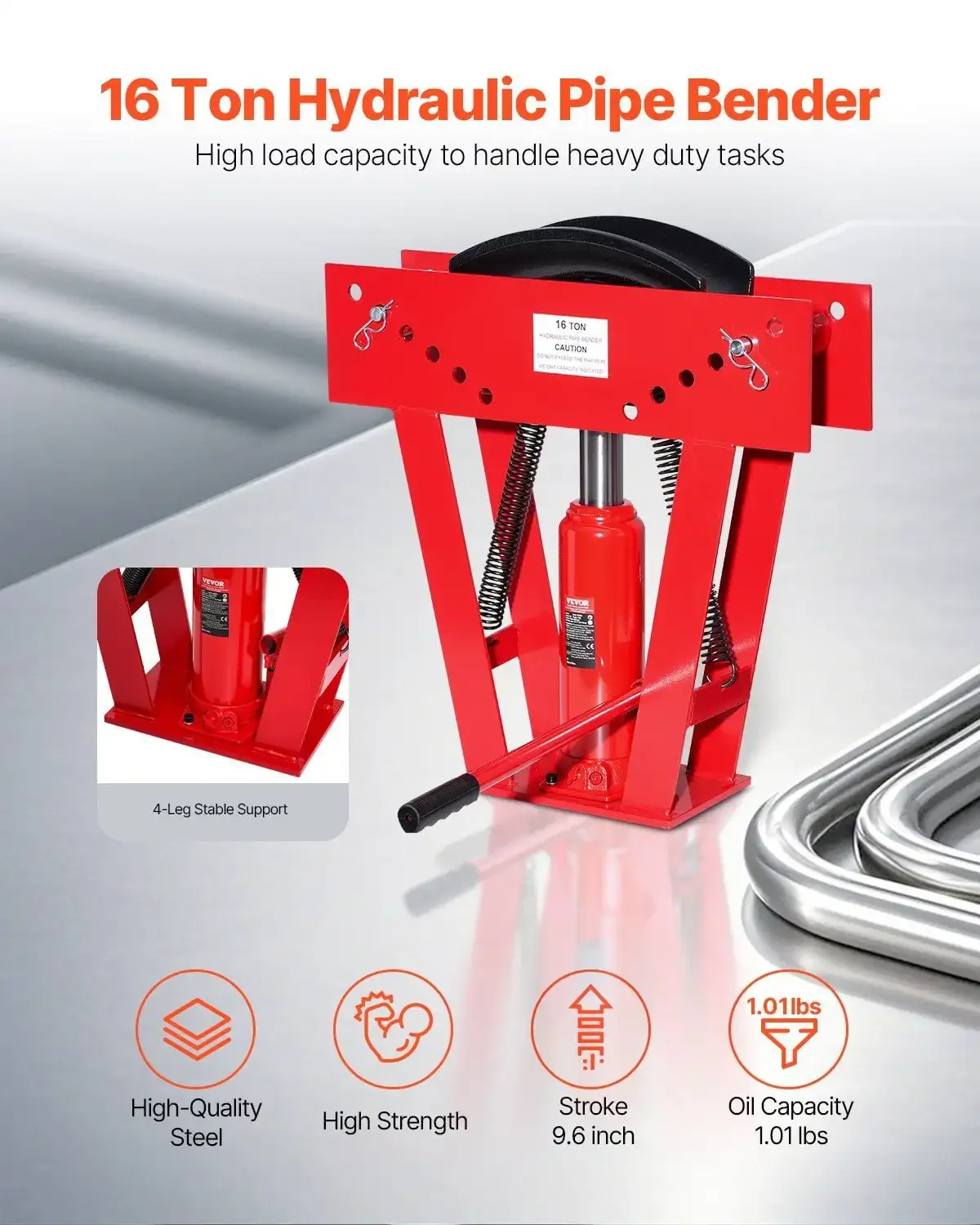 Hydraulischer Rohrbieger, 16 Tonnen, manuelles Rohrbiegewerkzeug mit 8 Matrizen