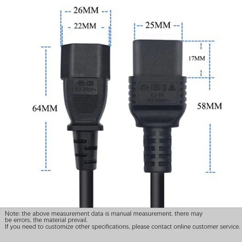 [A90P] Power Extension Cord, IEC320 C14 to C19 Conversion Power Cord for Ups Host, Ups Power Supply(1.8M)