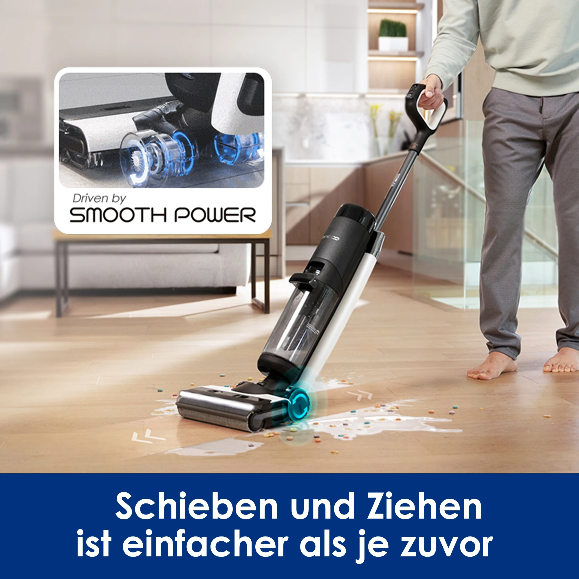 Tineco Floor ONE S7 PRO Aspiradora y fregadora inalámbrica en húmedo y seco con pantalla LED, elimina suciedad pegajosa y pelo de animales, tecnología centrífuga 5