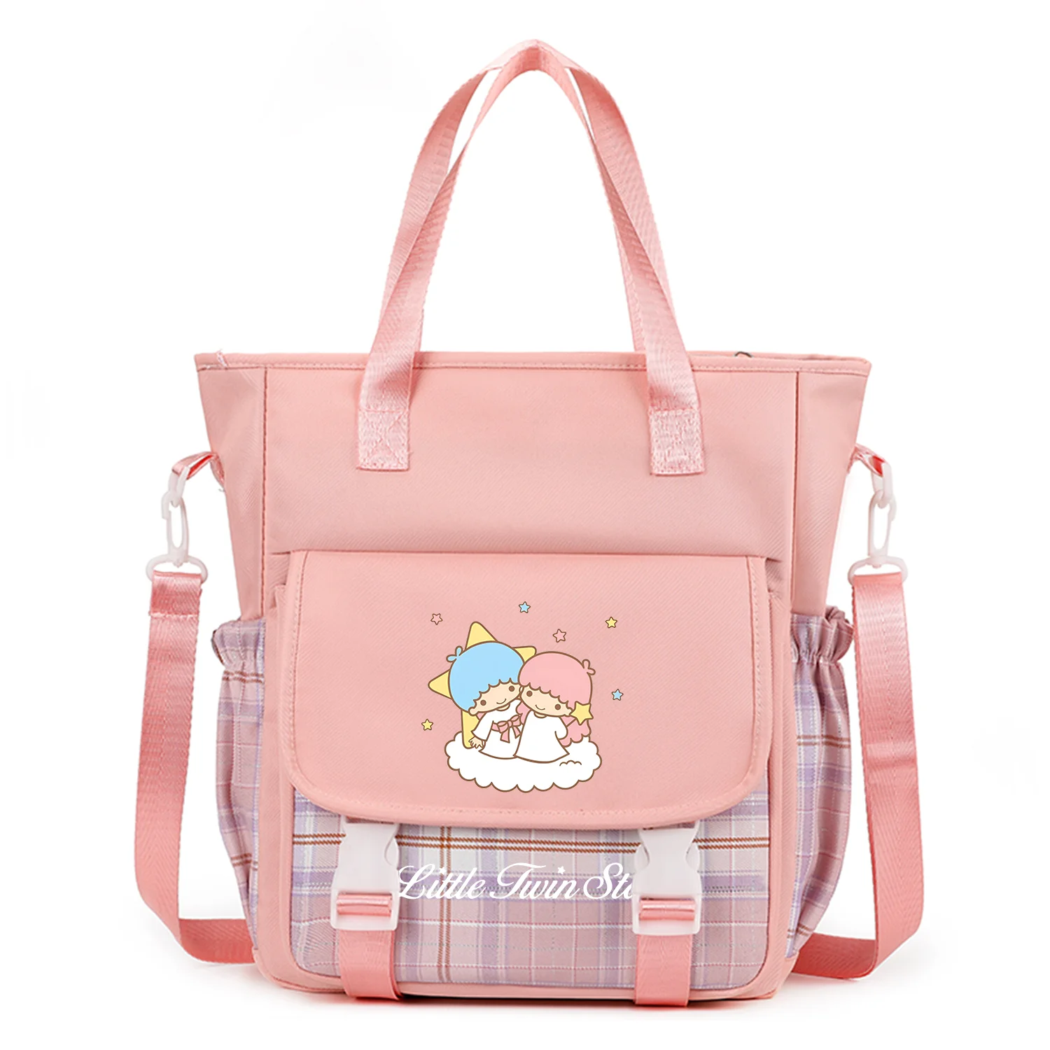 Little Twin Stars Handbag Shoulder Bag Messenger Bag Carrying Bag for Teenager Girls Boys Back To Schoolbag Travel Shoulder Bag