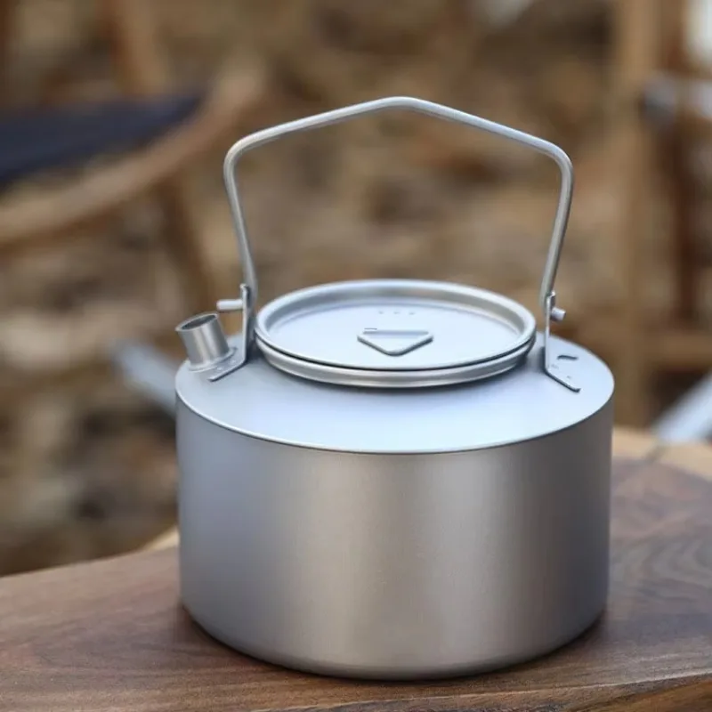 Outdoor Titanium Kettle 1L Folding Handle Filter Ultra Light Cooker Camping Coffee Pot Boil Water Brew Coffee Make Tea
