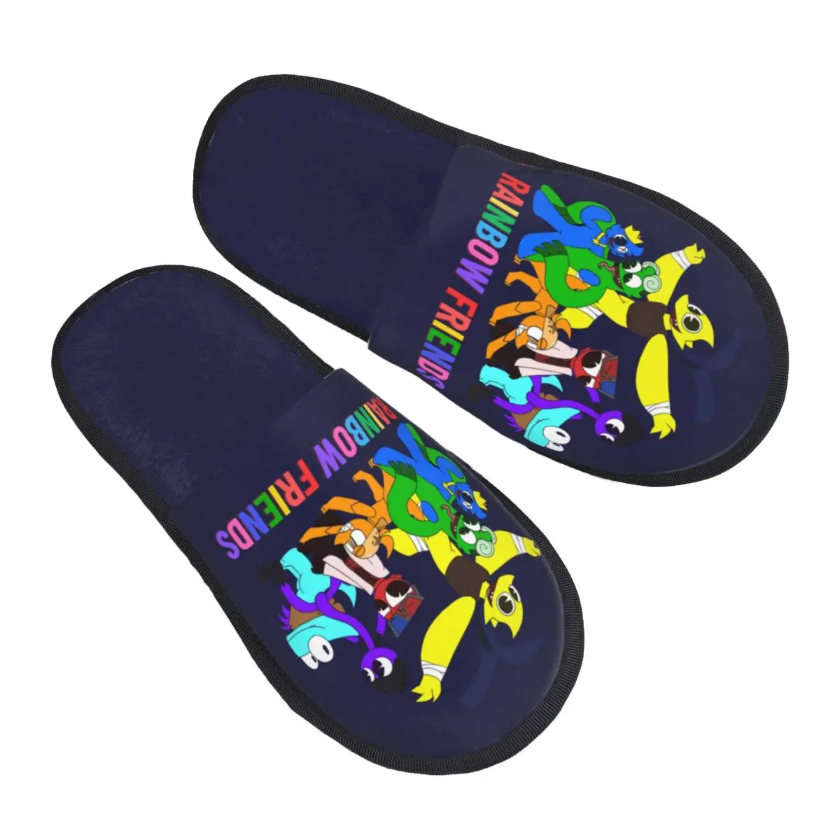 Custom Print Women Rainbows Friend Play Game House Slippers Soft Warm Memory Foam Fluffy Slipper Indoor Outdoor Shoes