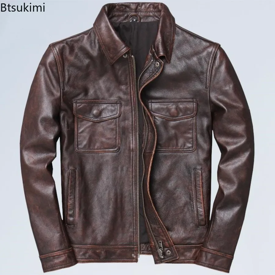 

Новые классические мотоциклетные куртки, мужские винтажные пальто из искусственной кожи, повседневные ветрозащитные байкерские кожаные куртки, осенне-зимняя мужская верхняя одежда