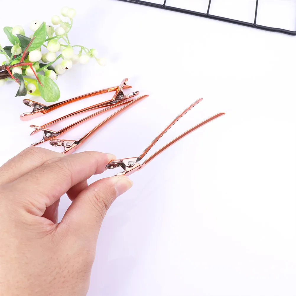 24Pcs Hairdressing Sectioning Clips Stainless Steel Hair Clips for Salon Styling Professional Home Barber Shop Rose Gold