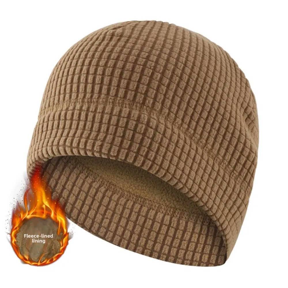 قبعة صغيرة عصرية تحافظ على الدفء مبطنة بالصوف قبعة محبوكة بلون سادة مقاومة للرياح قبعة شتوية #2