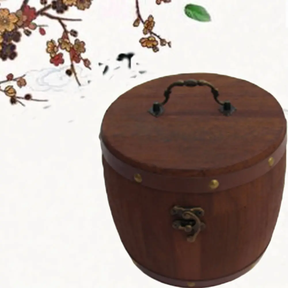 Decorative Carbonized Wood Tea Container Retro Paulownia Storage Jar Kitchen Dry Food Organizer Vintage Gift Box Case