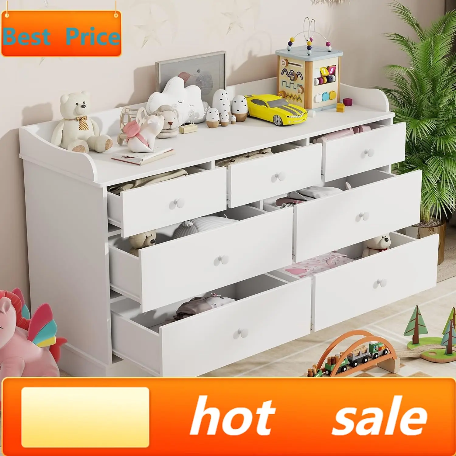 

Хит продаж: Детский комод с 7 ящиками, пеленальный столик для детской комнаты, белый комод, детский комод для спальни