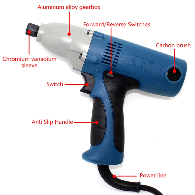 220V 98N.m Electric Impact Screwdriver 300W Impact Driver Household Multifunction Hit Electric Impact Screwdriver Power Tools