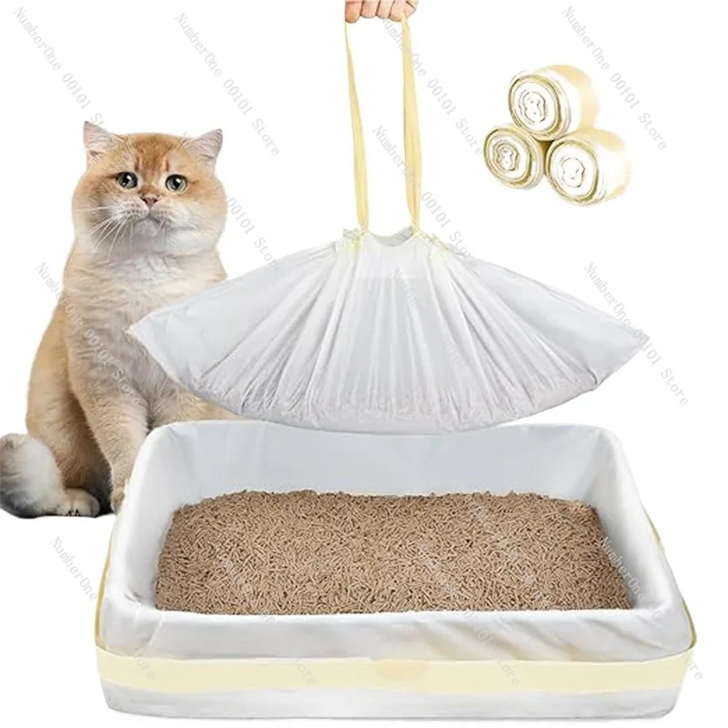 Labeled Cat Litter Box Garbage Bag, Thickened Drawstring Portable Cat Litter Bag, Specially Designed for Litter Boxes