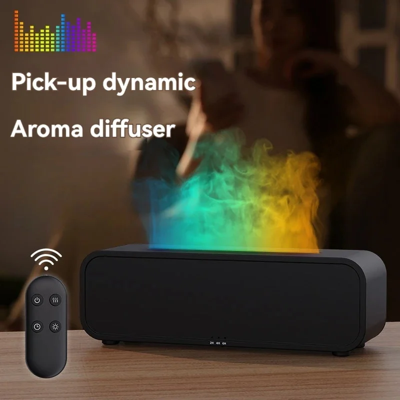 

Hogar Seven Color Flame Diffuser New Music Rhythm Pickup Atmosphere Light Home Desktop Silent USB Flame Humidifier