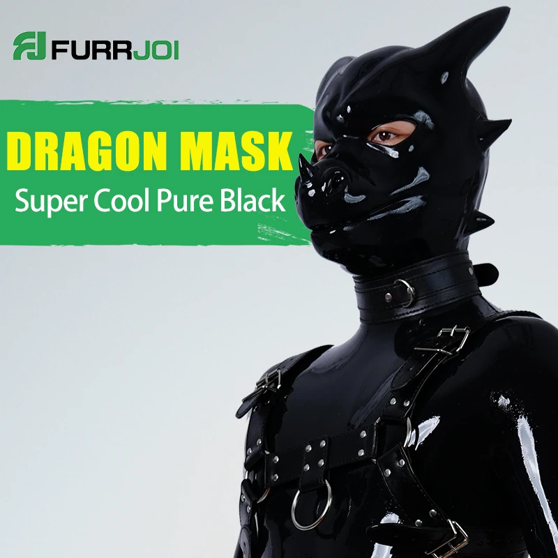 

Furrjoi Silicone Dragon Mask for Cosplay Costumes Full Head Evil Black Dragon Headgear Color Customizable Holloween Party