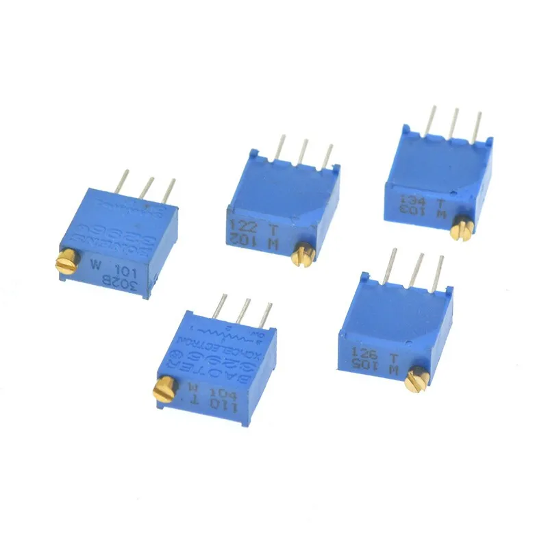 10Pcs 3296W 50 100 200 500 1K 2K 5K 10K 20K 50K 100K 200K 500K 1M Ohm 103 100R 200R 500R Trimpot Trimmer Potentiometer 3296