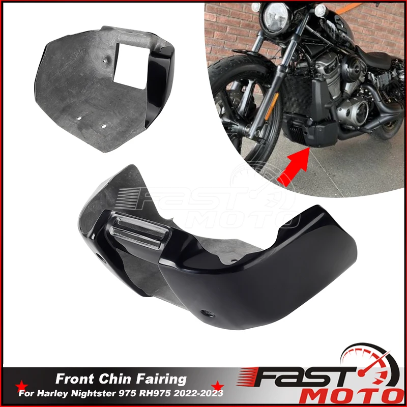 

Black Motorcycle Front Chin Spoiler Lower Air Dam Fairing Cover For Harley Nightster 975 RH975 22-UP Parts Chin Fairing Spoiler