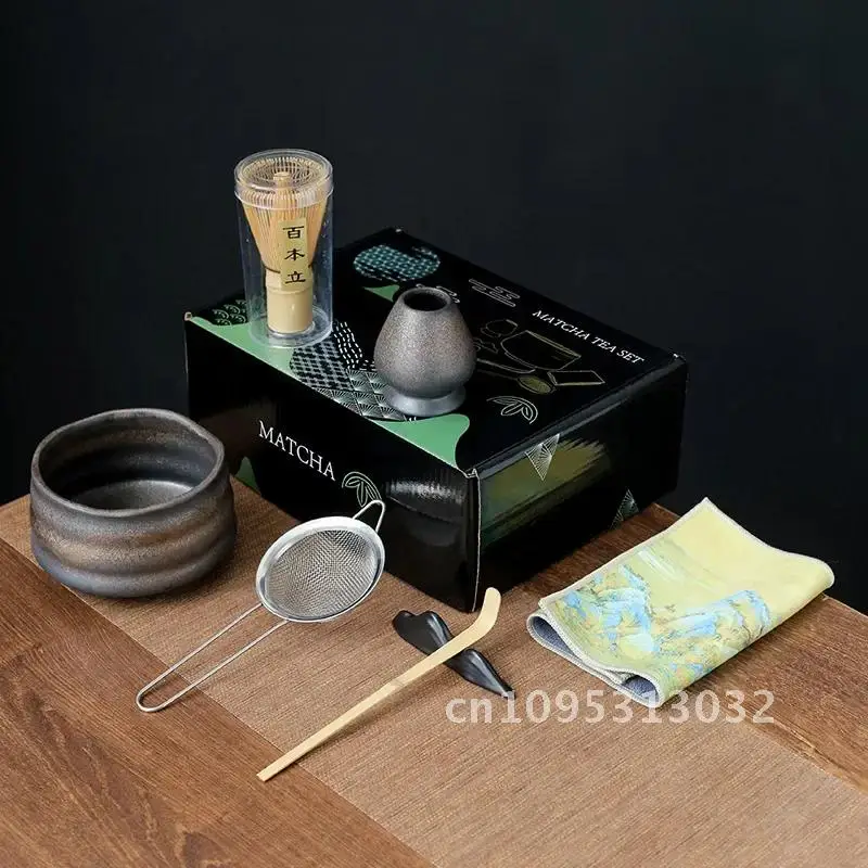 7pcs Handmade Home Easy Clean Matcha Tea Set Tool Accessories Stand Japanese Gift Scoop Whisk Kit Ceremony Traditional Bowl