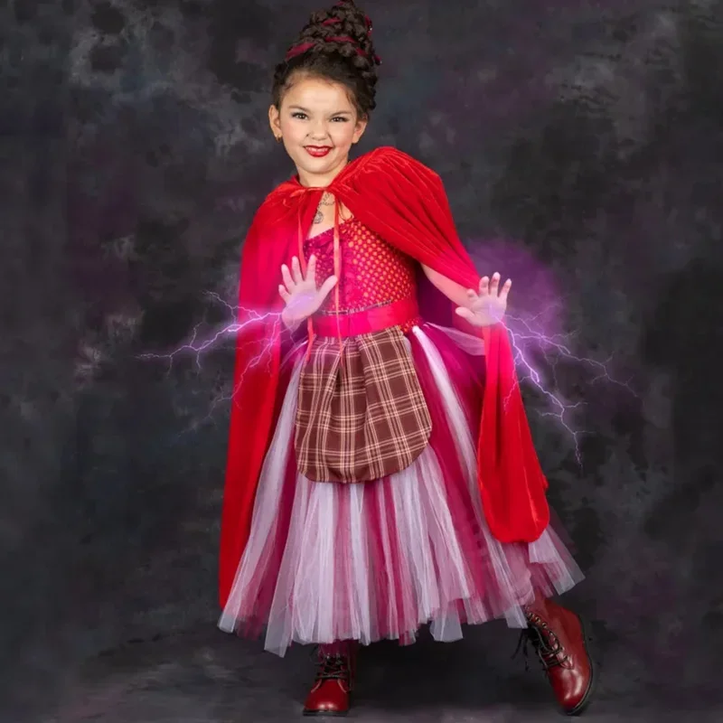 Новинка 2024, карнавальный костюм «Фокус-покус 2 Сара Сандерсон сестры», детское платье-пачка на Хэллоуин для девочек, карнавальное вечерние платье-пачка MN3