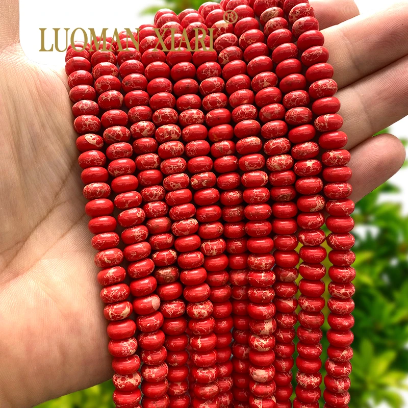 Natural Stone Abacus 5x8MM Red Imperial Jasper Turquoises Spacer Beads for Jewelry Make Diy Bracelets Charms Accessories