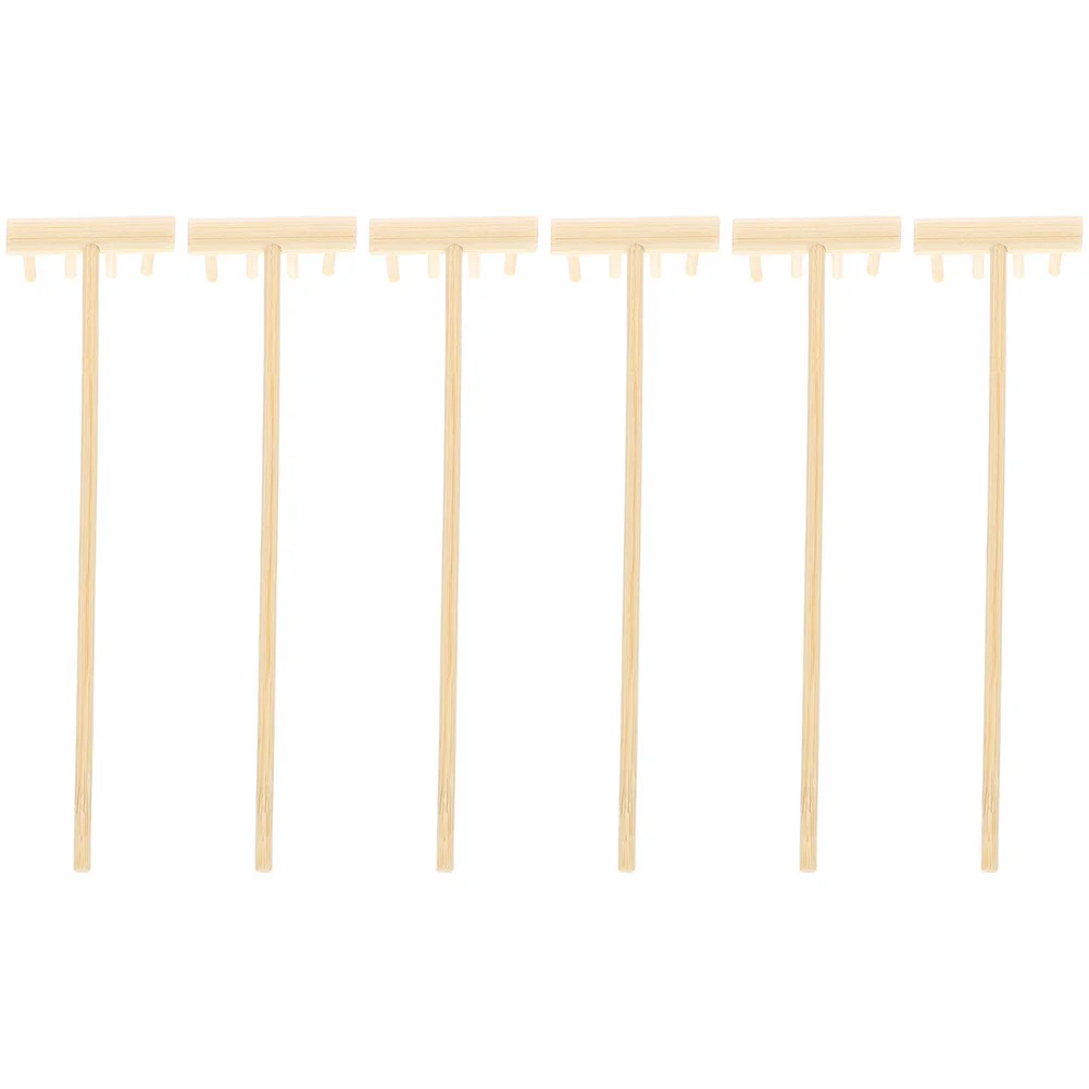 6 pièces de râteaux à sable en bambou, mini taille, robustes, portables, pour jardin, bac à sable, table, outils de jardinage, ensemble de décoration, mini râteau