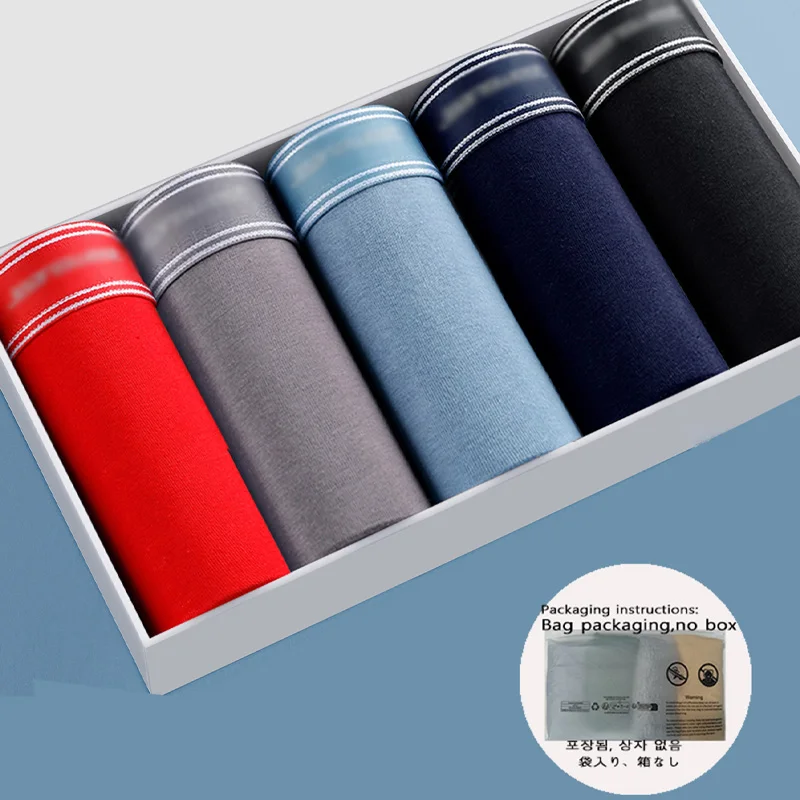 

5Pcs Men's Cotton Boxer Shorts Breathable Soft Touch Man Underwear Seamless Winter Men's underpants 3D Cutting Men's panties