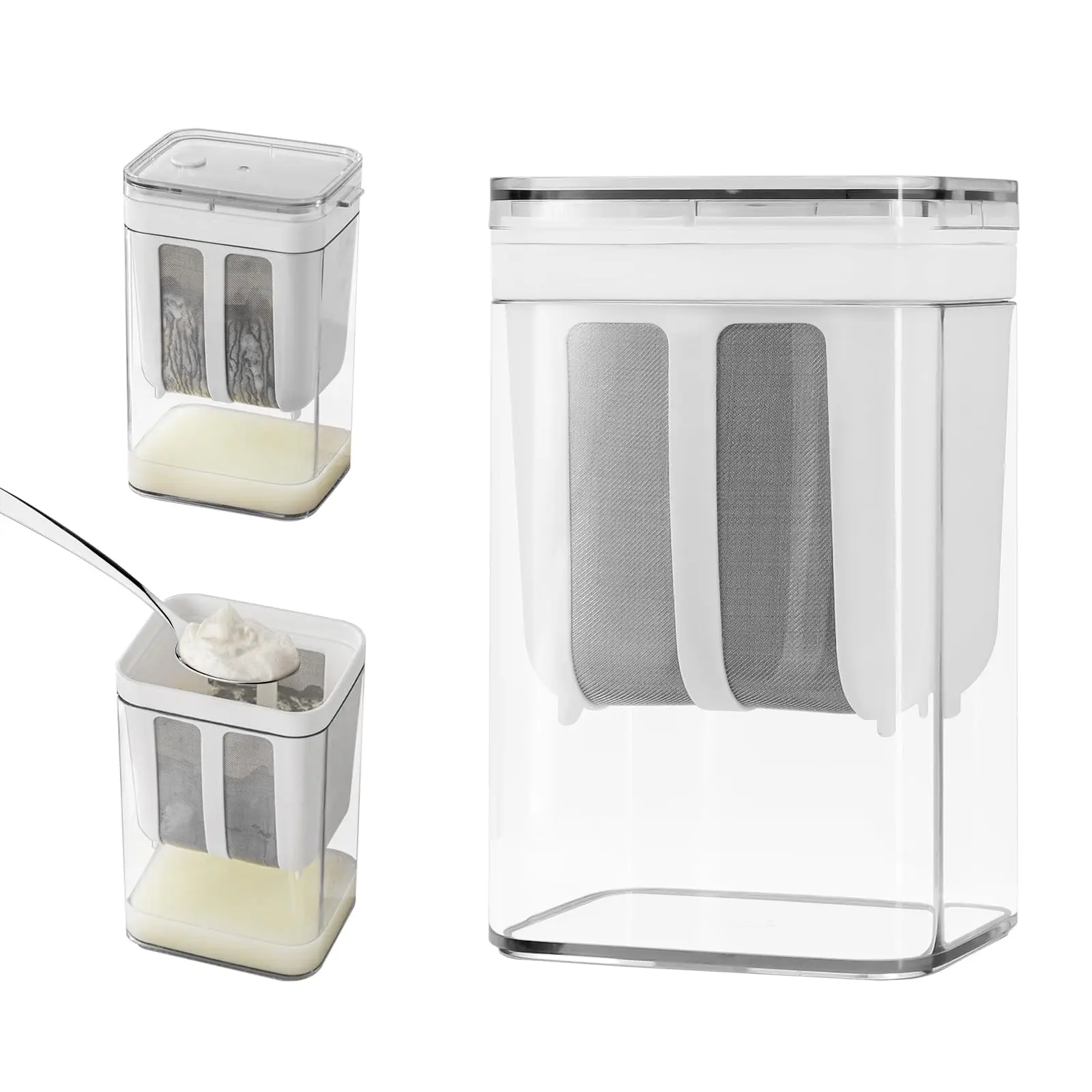 

1100 мл фильтр для йогурта, многофункциональный фильтр для приготовления йогурта с мелким сетчатым мешком и крышкой для толстого греческого йогурта для кухонных принадлежностей