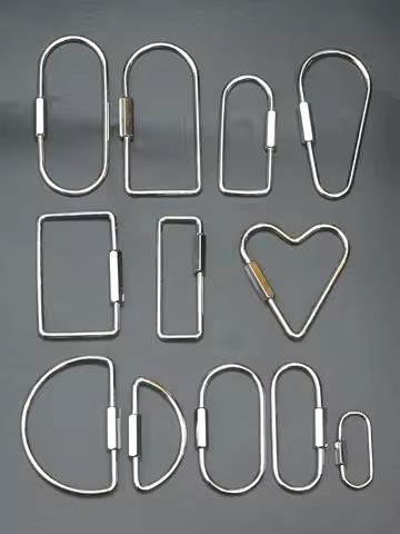 12 style ins geometric design silver plate brass oval Drop rectangle heart Screw Locking Carabiner Key ring Keychain EDC gift