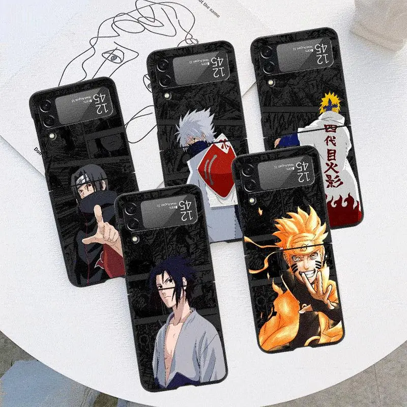 Ainime Narutos Sasuke Case for Samsung Galaxy Z Flip 4 3 5 5G Flip Shockproof Capa 6.7 Inches Black Hard PC ZFlip 4 Phone Cover