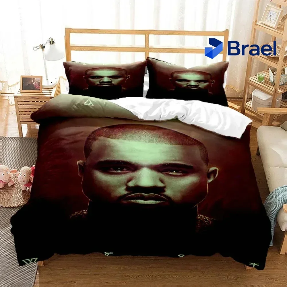 Exquisite 3D Print Rapper Kanye West Musik Bedding Set,Duvet Cover Bed Set Quilt Cover Pillowcase,King Queen Twin Size Boys Girl