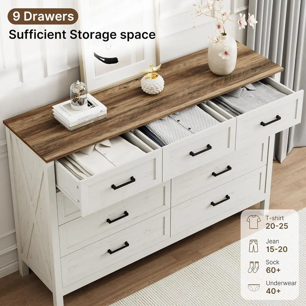 armhouse 9 Der Drer or Bedroom, 55 Inch Wide Wood Rustic Chest o Ders with X-Marking & Bar Handle, Large Storage Drers Organizer view 5