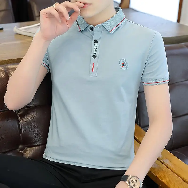 Fashion Lapel Solid Color Casual Polo Shirts Men\'s Clothing 2023 Summer New Oversized All-match Pullovers Tops Loose T-Shirt