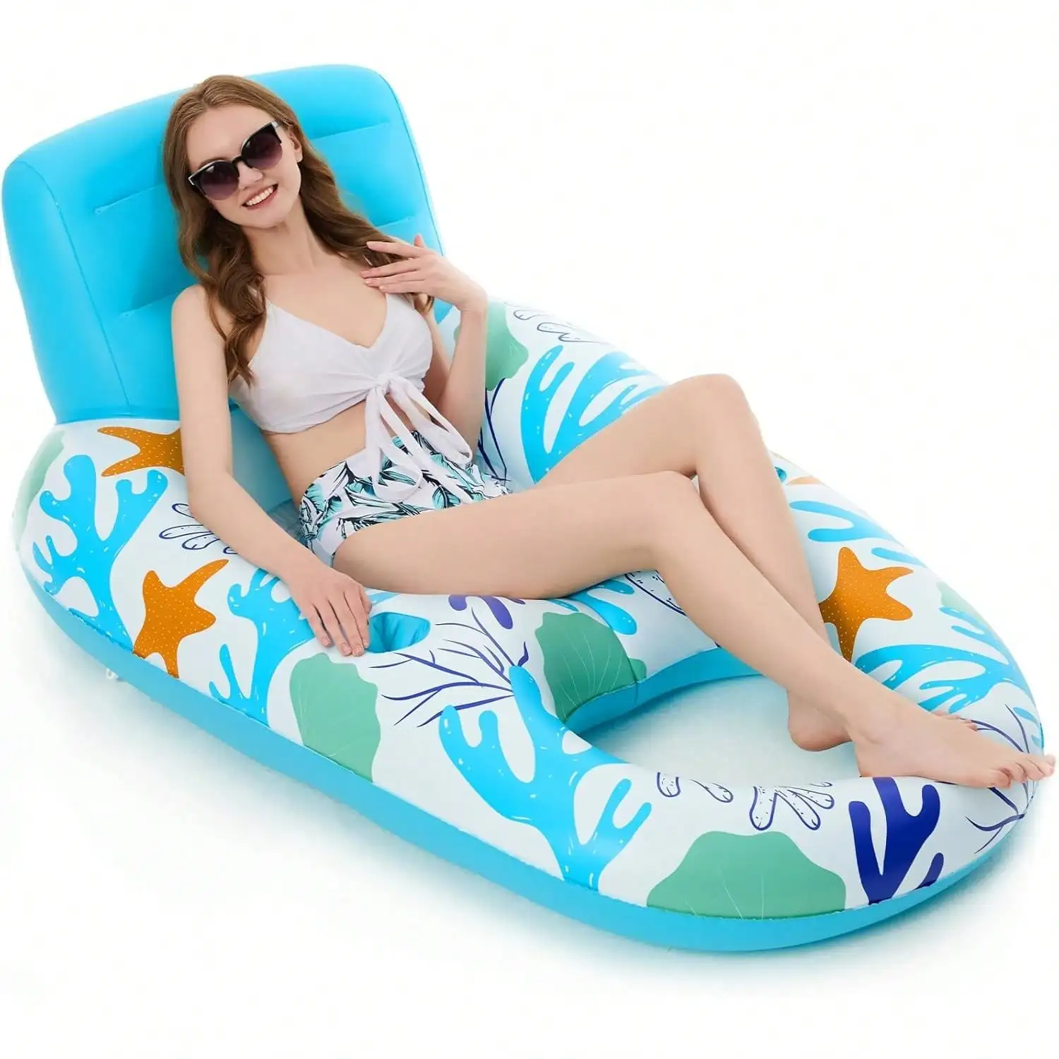 

Inflatable Pool Float Adult - Pool Floaties Lounger Floats Raft Floating Chair Water Floaties For Swimming Pool Lake Lounge Float With Cup Holders Beach Pool Party Toys For Adults N9X0
