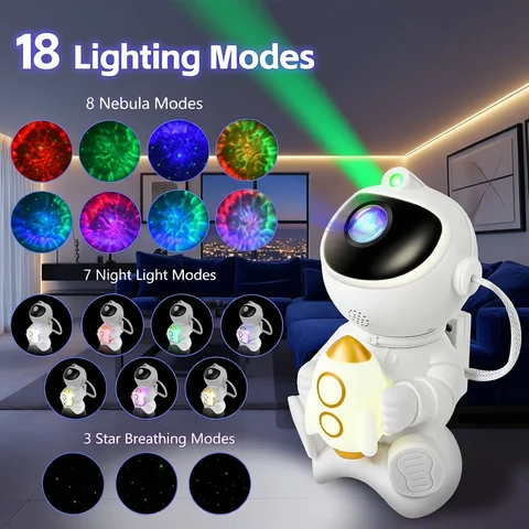 Astronaut LED Star Projector Night Light Galaxy Projectors Bluetooth Speaker for Bedroom Room Decor Kids Gift Starry Sky Lamp