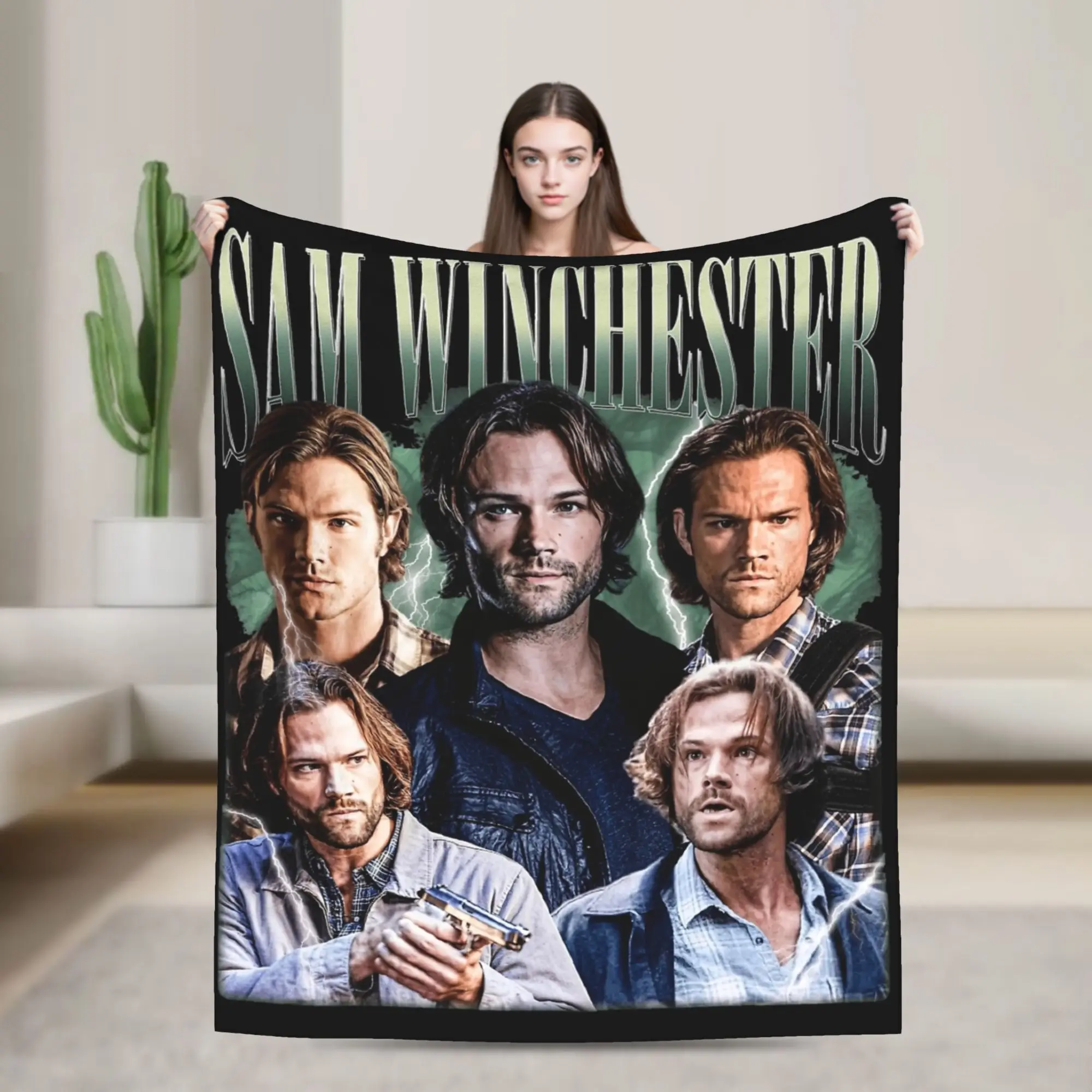 Sam Winchester Supernatural Blanket Coral Fleece Plush  Winter  Multi-function Ultra-Soft Throw Blanket for Home Car Bedspreads