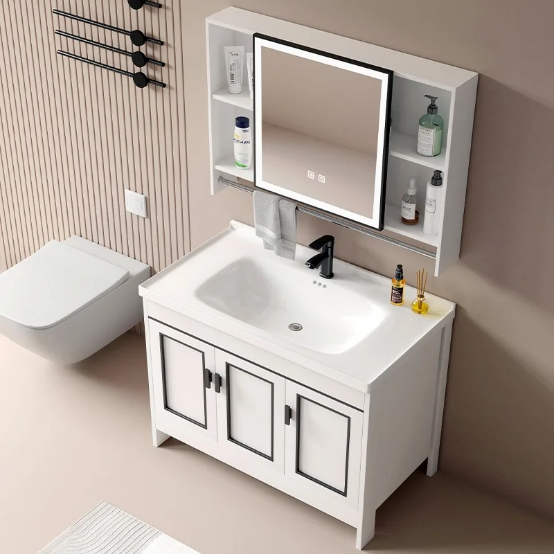 

White Toilet Bathroom Cabinet Partitions Floor Disinfecting Display Bathroom Cabinet Mirror Paper Archivadores Home Furniture