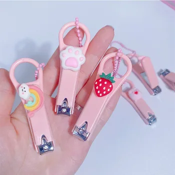 JoCartoon-Coupe-ongles rose cœur avec perle pour filles, coupe-ongles, ours, lapin, maison, bébé, soins pour enfants, outils de manucure