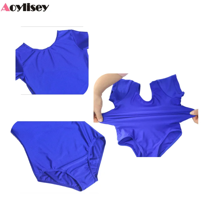 Justaucorps de danse d'équipe pour filles, vêtements de danse de ballet, manches courtes basiques