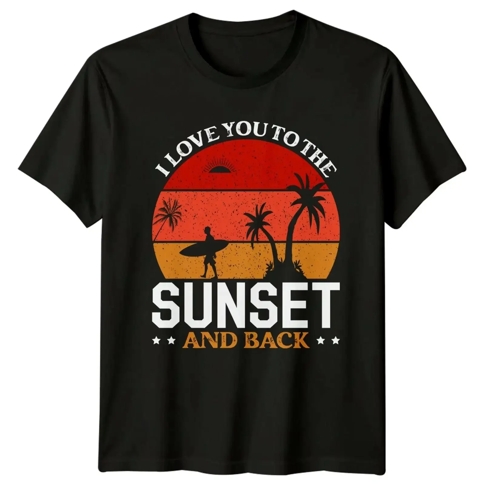 I Love You To The Sunset T Shirt Surfen Strand Geschenk für Sie und Ihn vintage Washed Casual Stylish fashion Stretched