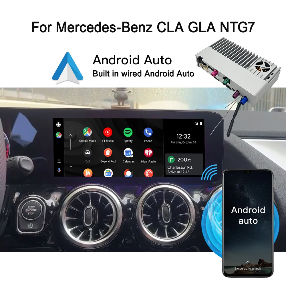 Hualingan android13 8 + 128GB CarPlay adapter for Mercedes-Benz CLA GLA ntg7.0 car screen Android Auto interface YouTube TikTok