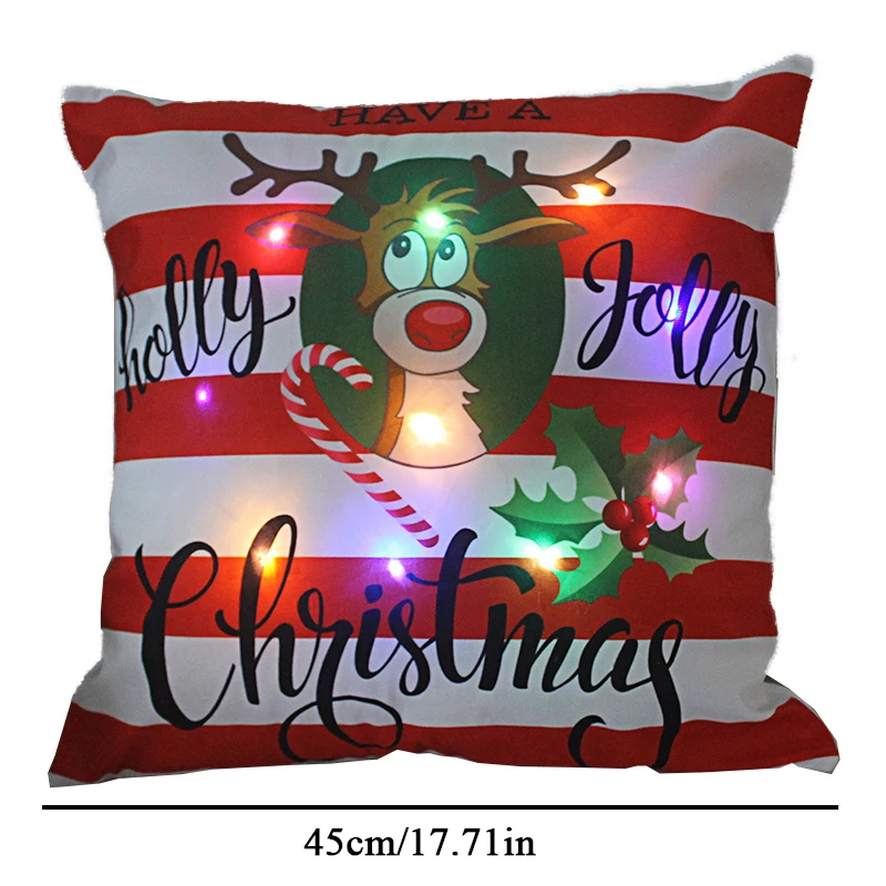 LED Christmas Cushion Cover Merry Santa Claus Light Pillow   Lighting Pillowcase Home Decoration New Year  Decor