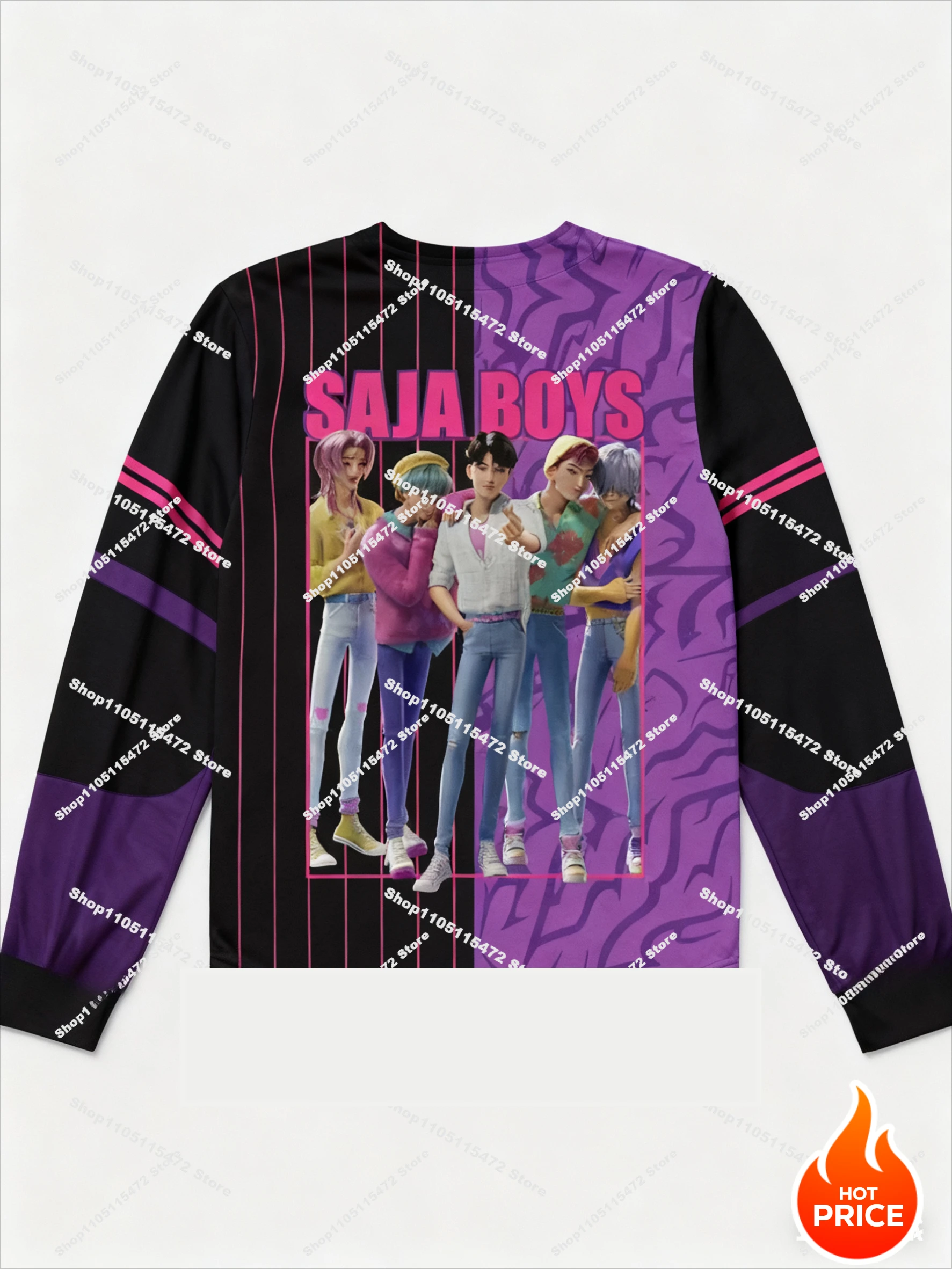 Camiseta de manga larga de la película KPop Demon Hunters, camisetas para niñas y mujeres, camiseta de manga larga a la moda con cuello redondo, ropa de calle informal Unisex