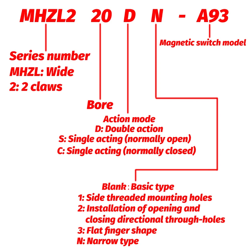 MHZL2 Pneumatic Gripper Double Acting Air Finger Cylinder 10S 16S 20S 25S 16D 20D 25D Parallel Gripper